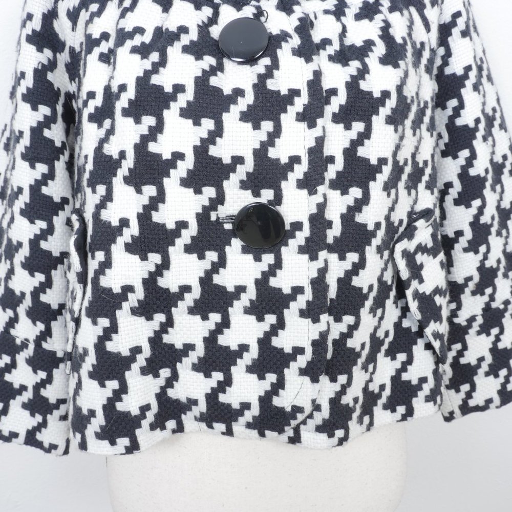 Nygard Black White Houndstooth Design Retro Coat Wide Half Sleeve SZ 8 Jacket - Picture 7 of 14